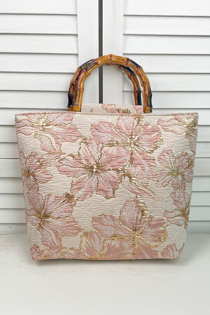 Light Pink Floral Texture Canvas Tote Bag