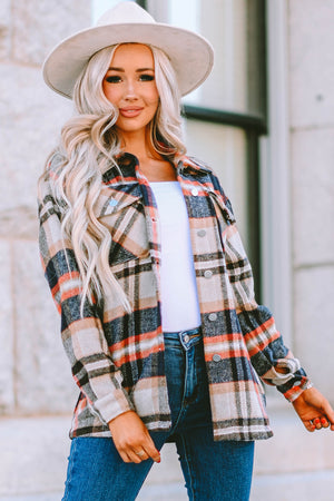 Plaid Button Front Pocket Shirt Shacket