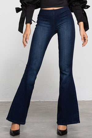 MID-RISE BANDED WIDER FLARE JEANS