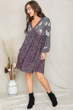 Floral V Neck Boho Dress