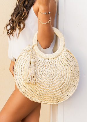 Straw Tassel O-Ring Tote