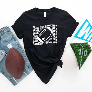 Football Game Day Stacked Wavy Short Sleeve Tee