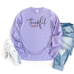 Thankful Mama Heart Long Sleeve Graphic Tee