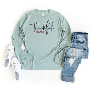 Thankful Mama Heart Long Sleeve Graphic Tee