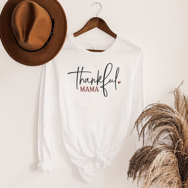 Thankful Mama Heart Long Sleeve Graphic Tee