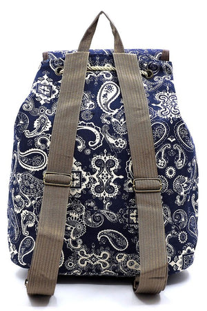 Paisley Printed Canvas Backpack