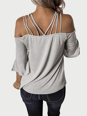 Cold Shoulder Three-Quarter Sleeve Blouse