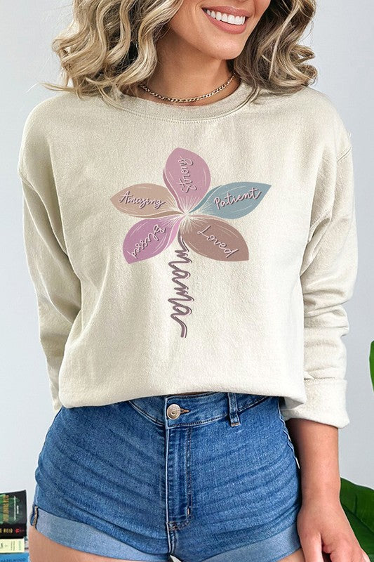 Mama Strong Amazing Loved Flower Sweatshirt