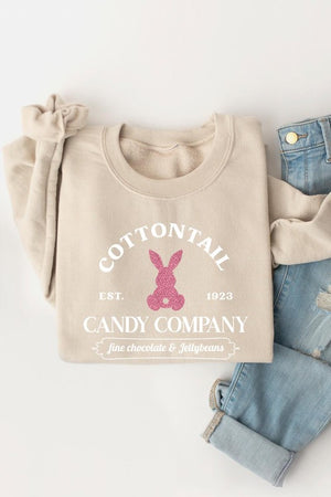 Easter Bunny Glitter Graphic Fleece Sweatshirts