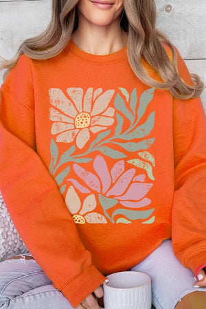 Pink Daisy Floral Graphic Fleece Sweatshirts