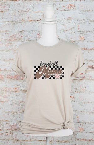 Checkered Baseball Mama Tee