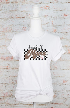 Checkered Baseball Mama Tee