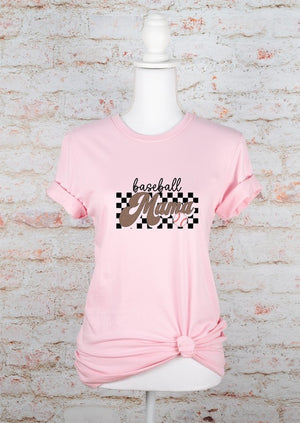 Checkered Baseball Mama Tee