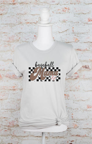 Checkered Baseball Mama Tee