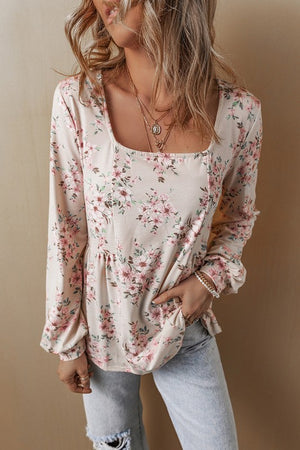 Women's Casual Floral Print Long Sleeve Blouses