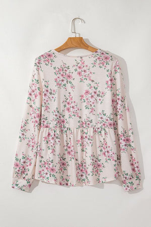 Women's Casual Floral Print Long Sleeve Blouses