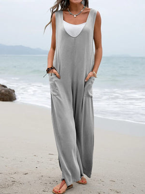 Full Size Wide Strap Jumpsuit with Pockets