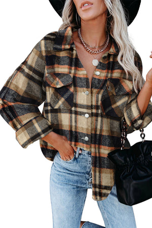 Plaid Button Front Pocket Shirt Shacket