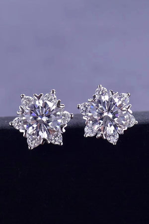 2 Carat Moissanite Floral Stud Earrings