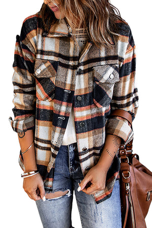 Plaid Button Front Pocket Shirt Shacket