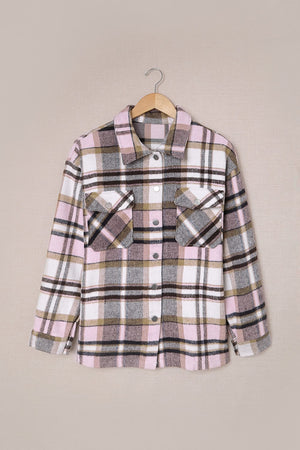 Plaid Button Front Pocket Shirt Shacket