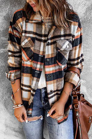 Plaid Button Front Pocket Shirt Shacket