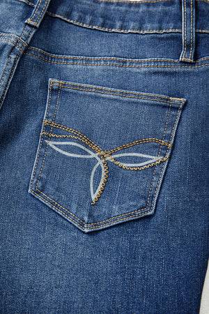 Sail Blue Stitch Patch Pocket Bootcut Jeans
