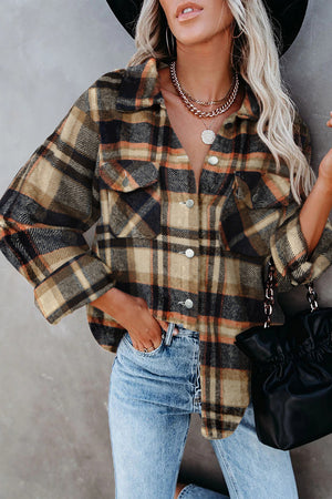 Plaid Button Front Pocket Shirt Shacket