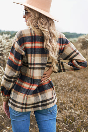 Plaid Button Front Pocket Shirt Shacket