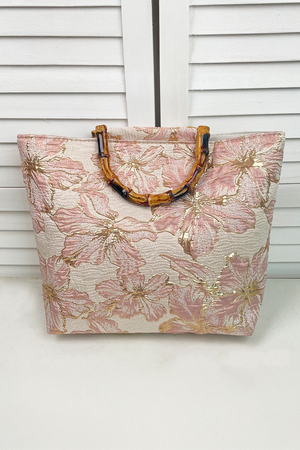 Light Pink Floral Texture Canvas Tote Bag