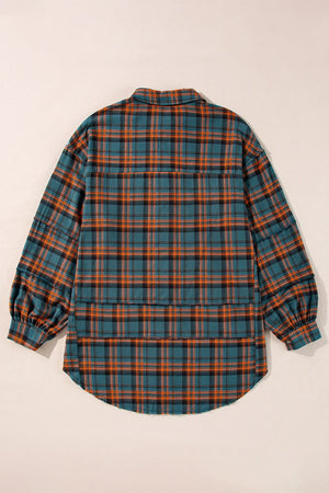 Plaid Collared Neck Long Sleeve Shirt