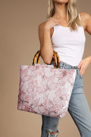 Light Pink Floral Texture Canvas Tote Bag