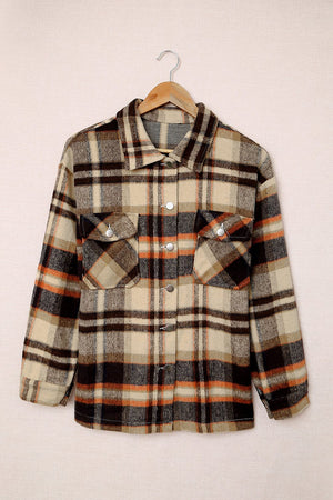 Plaid Button Front Pocket Shirt Shacket