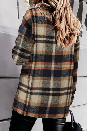 Plaid Button Front Pocket Shirt Shacket