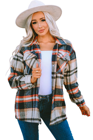 Plaid Button Front Pocket Shirt Shacket