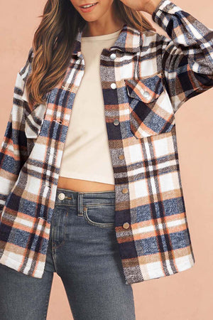 Plaid Button Front Pocket Shirt Shacket