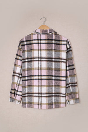 Plaid Button Front Pocket Shirt Shacket