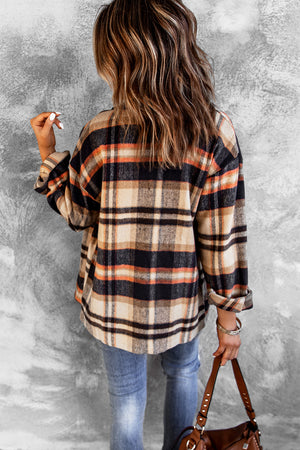 Plaid Button Front Pocket Shirt Shacket