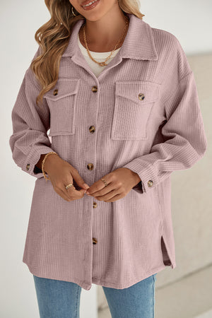 Corduroy Flap Pocket Button Up Shacket