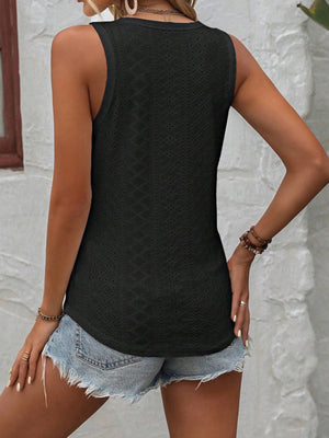 Eyelet V-Neck Wide Strap Tank