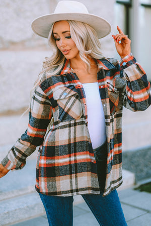 Plaid Button Front Pocket Shirt Shacket