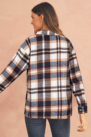 Plaid Button Front Pocket Shirt Shacket