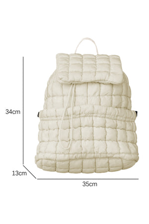 Black Solid Flapped Quilted Puffer Backpack