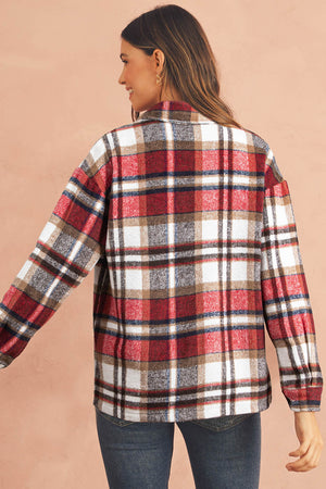 Plaid Button Front Pocket Shirt Shacket