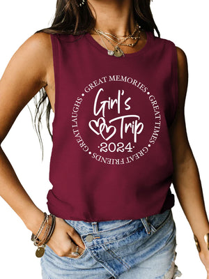 Letter Graphic Round Neck Tank