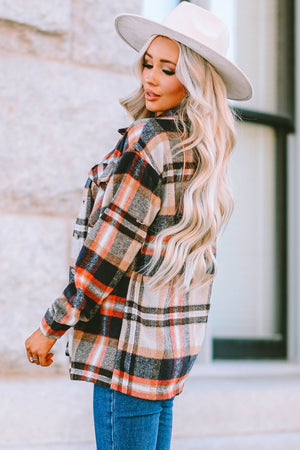 Plaid Button Front Pocket Shirt Shacket