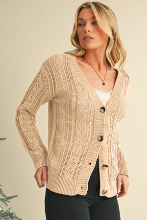 Black Hollow Knit Drop Shoulder Cardigan