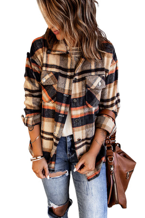 Plaid Button Front Pocket Shirt Shacket