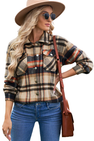 Plaid Button Front Pocket Shirt Shacket