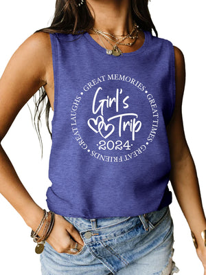 Letter Graphic Round Neck Tank